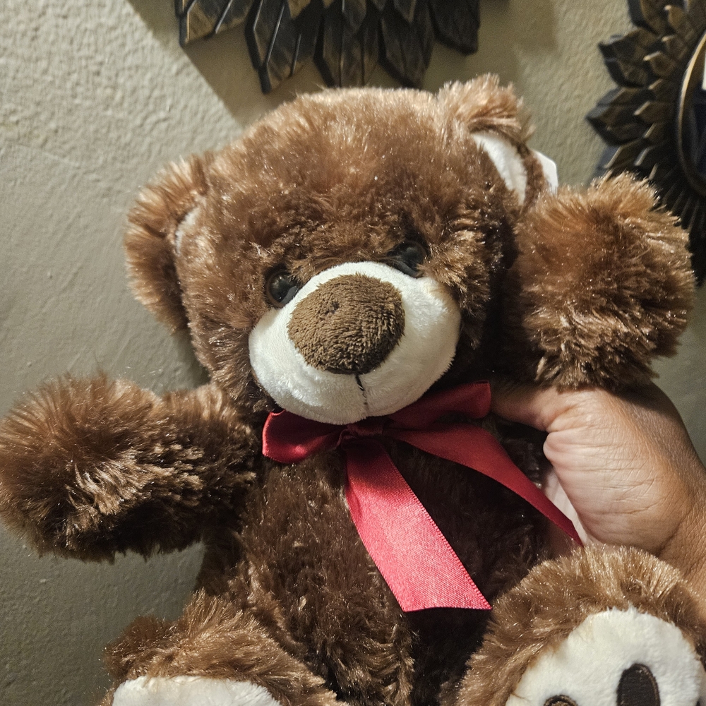 Brown Teddy Bear with Red Bow